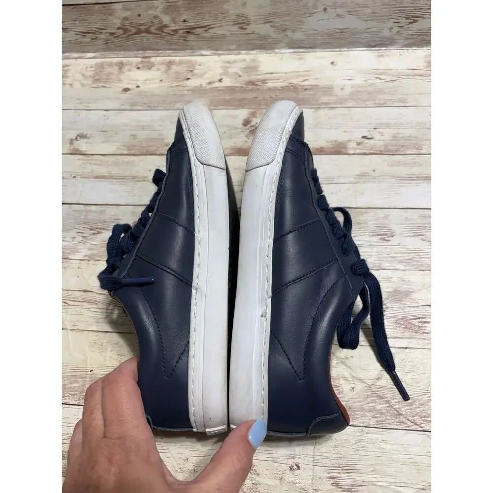 Polo Ralph Lauren Leather Low-Top Sneakers Men's Size 6 Navy Blue Brown